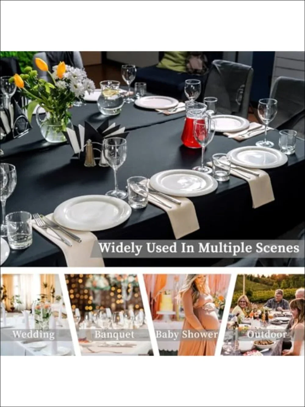 6 Pack 6FT Spandex Fitted Table Cover Rectangle Set for Events